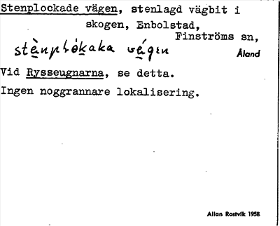 Bild på arkivkortet för arkivposten Stenplockade vägen