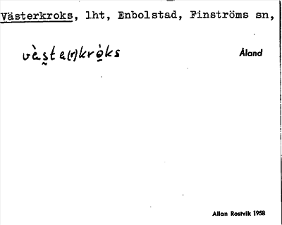 Bild på arkivkortet för arkivposten Västerkroks