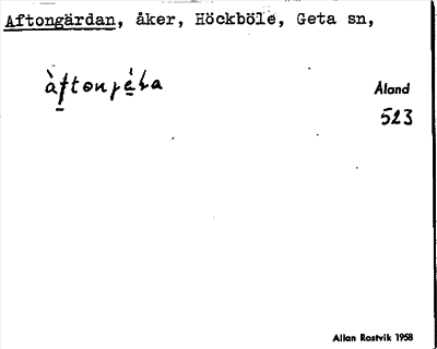 Bild på arkivkortet för arkivposten Aftongärdan