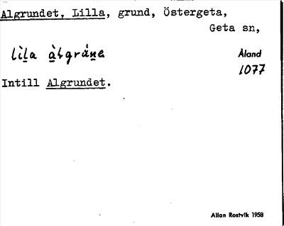 Bild på arkivkortet för arkivposten Algrundet, Lilla