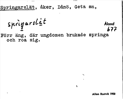 Bild på arkivkortet för arkivposten Springarslät