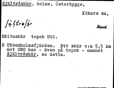 Bild på arkivkortet för arkivposten Själtråskär