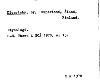 Bild på arkivkortet för arkivposten Klemetsby