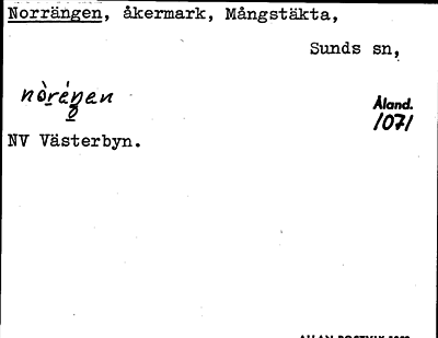 Bild på arkivkortet för arkivposten Norrängen