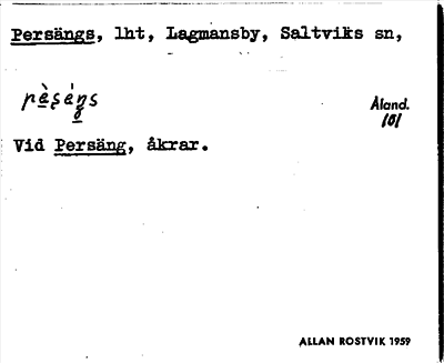 Bild på arkivkortet för arkivposten Persängs