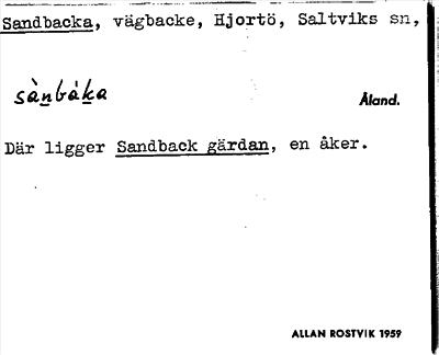 Bild på arkivkortet för arkivposten Sandbacka