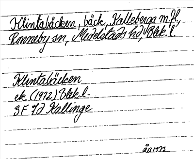 Bild på arkivkortet för arkivposten Klintabäcken