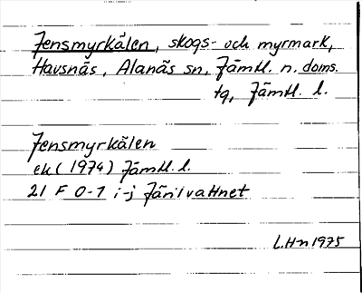 Bild på arkivkortet för arkivposten Jensmyrkälen