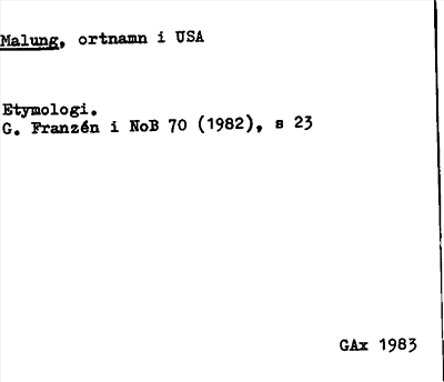 Bild på arkivkortet för arkivposten Malung