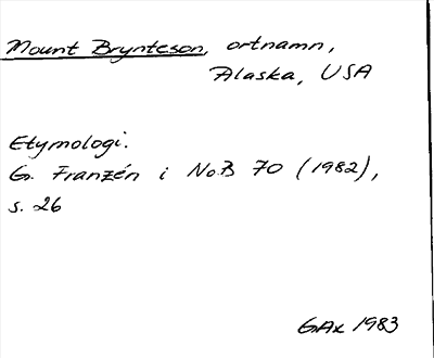 Bild på arkivkortet för arkivposten Mount Brynteson