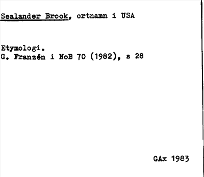 Bild på arkivkortet för arkivposten Sealander Brook