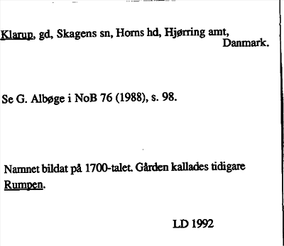 Bild på arkivkortet för arkivposten Klarup