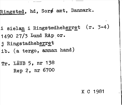 Bild på arkivkortet för arkivposten Ringsted