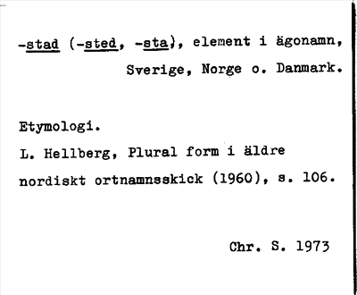 Bild på arkivkortet för arkivposten stad -sted, -sta