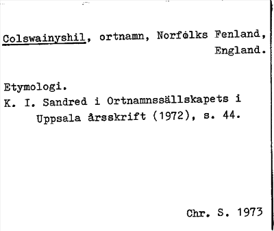 Bild på arkivkortet för arkivposten Colswainyshil