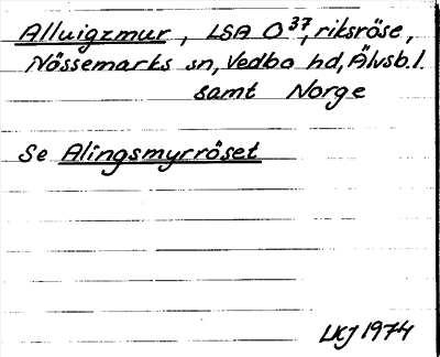 Bild på arkivkortet för arkivposten Alluigzmur, se Alingsmyrröset