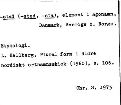 Bild på arkivkortet för arkivposten stad -sted, -sta