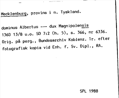 Bild på arkivkortet för arkivposten Mecklenburg