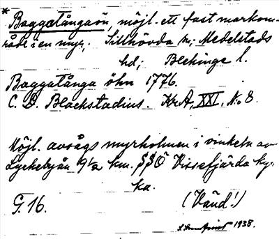 Bild på arkivkortet för arkivposten *Baggatångaön