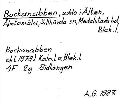 Bild på arkivkortet för arkivposten Bockanabben