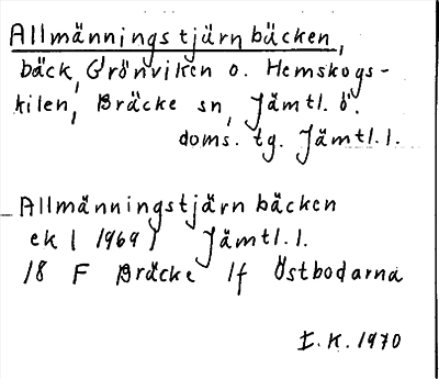 Bild på arkivkortet för arkivposten Allmänningstjärnbäcken