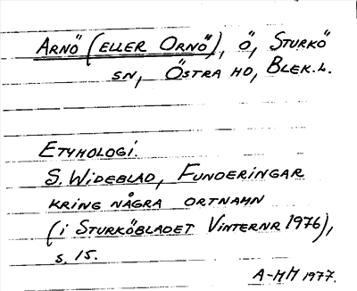 Bild på arkivkortet för arkivposten Arnö (eller Ornö)
