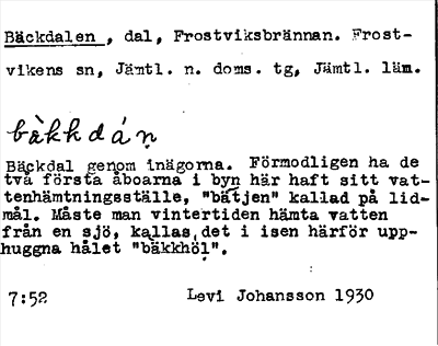 Bild på arkivkortet för arkivposten Bäckdalen