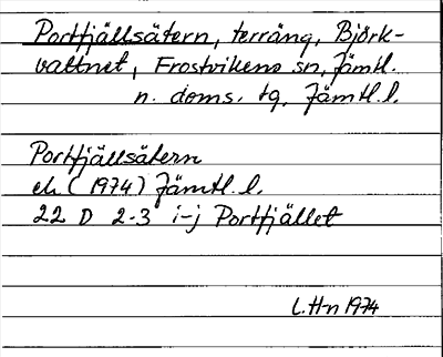 Bild på arkivkortet för arkivposten Portfjällsätern