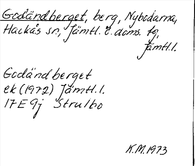 Bild på arkivkortet för arkivposten Godändberget