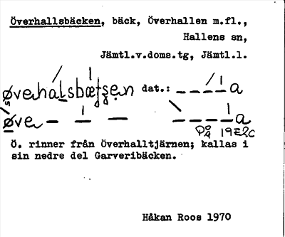 Bild på arkivkortet för arkivposten Överhallsbäcken