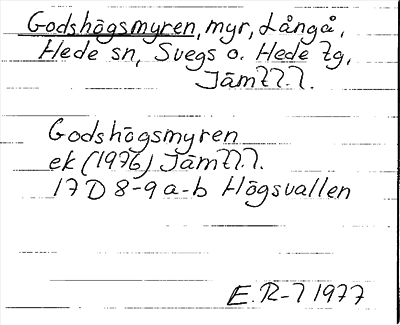 Bild på arkivkortet för arkivposten Godshögsmyren