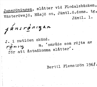 Bild på arkivkortet för arkivposten Jansröningen