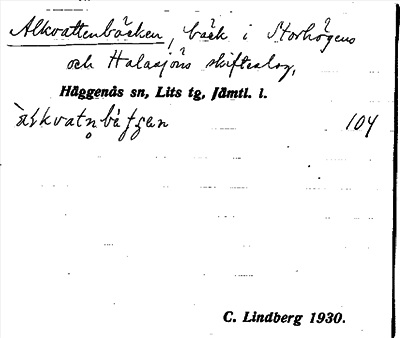 Bild på arkivkortet för arkivposten Alkvattenbäcken