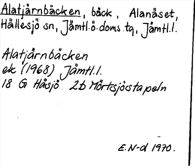 Bild på arkivkortet för arkivposten Alatjärnbäcken