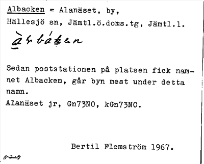 Bild på arkivkortet för arkivposten Albacken