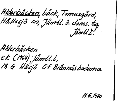 Bild på arkivkortet för arkivposten Alderbäcken