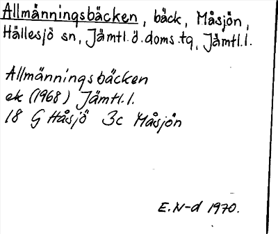 Bild på arkivkortet för arkivposten Allmänningsbäcken