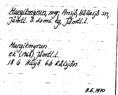 Bild på arkivkortet för arkivposten Margitmyran