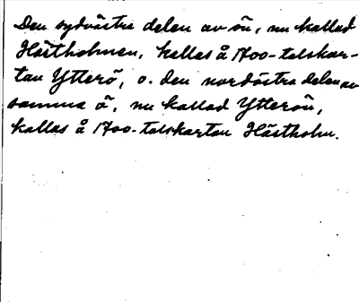 Bild på baksidan av arkivkortet för arkivposten Hästholmen