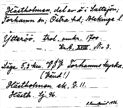 Bild på arkivkortet för arkivposten Hästholmen