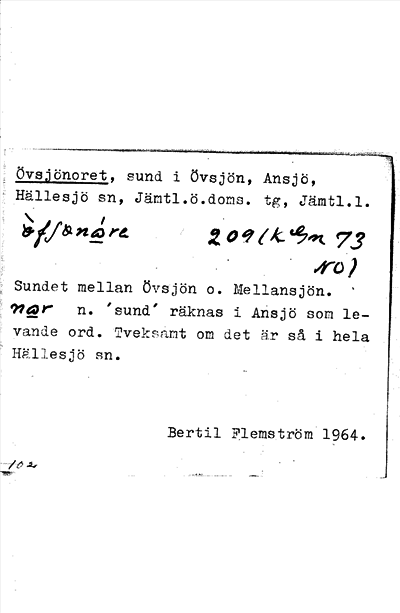 Bild på arkivkortet för arkivposten Övsjönoret