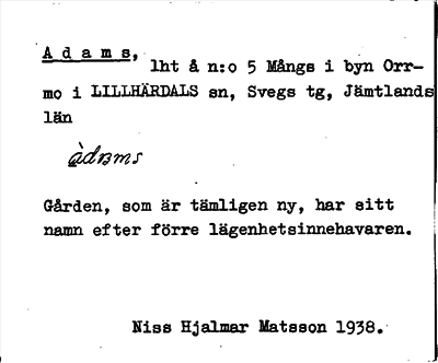 Bild på arkivkortet för arkivposten Adams