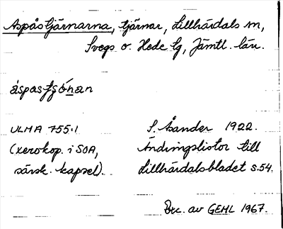 Bild på arkivkortet för arkivposten Aspåstjärnarna