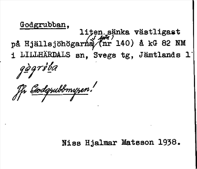 Bild på arkivkortet för arkivposten Godgrubban