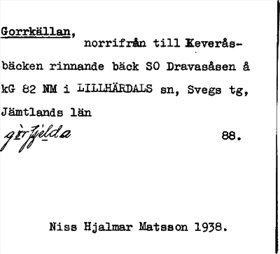 Bild på arkivkortet för arkivposten Gorrkällan