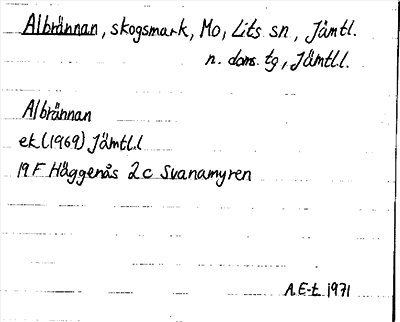 Bild på arkivkortet för arkivposten Albrännan