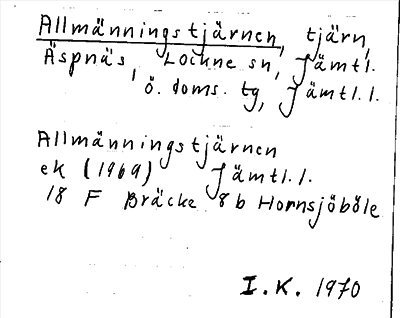 Bild på arkivkortet för arkivposten Allmänningstjärnen