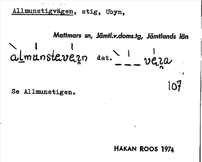 Bild på arkivkortet för arkivposten Allmunstigvägen