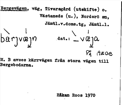 Bild på arkivkortet för arkivposten Bergevägen