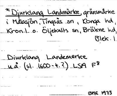 Bild på arkivkortet för arkivposten *Djurklang Landmärke